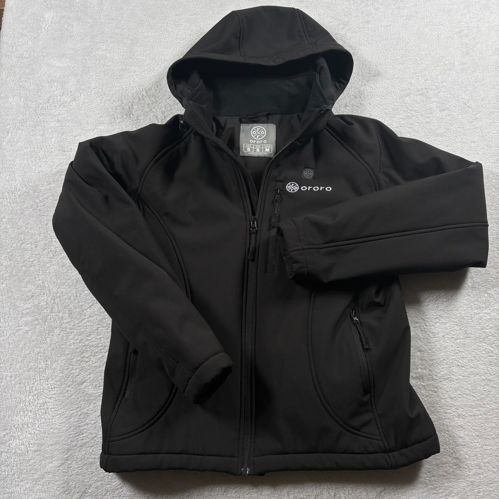 Ororo Paragon Heated Jacket Womens Small Black Detachable‎ Hood Insulated